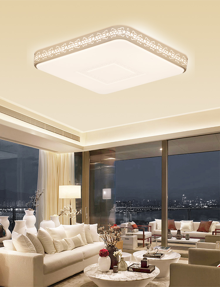 雷士照明(nvc)吸顶灯客厅灯卧室灯led灯具 花型缕空边框正方形三色可