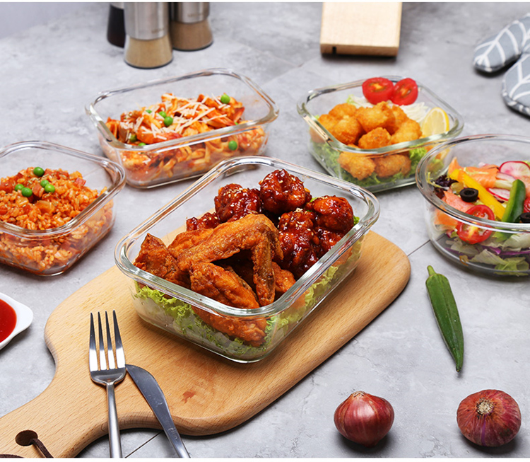 LOCK&LOCK Heat-Resistant Glass Food Storage Containers, Microwave-Safe Lunch Boxes for Office Workers And Students, Bento Boxes, Fruit And Meal Preservation Bowls, Three-Piece Set 5