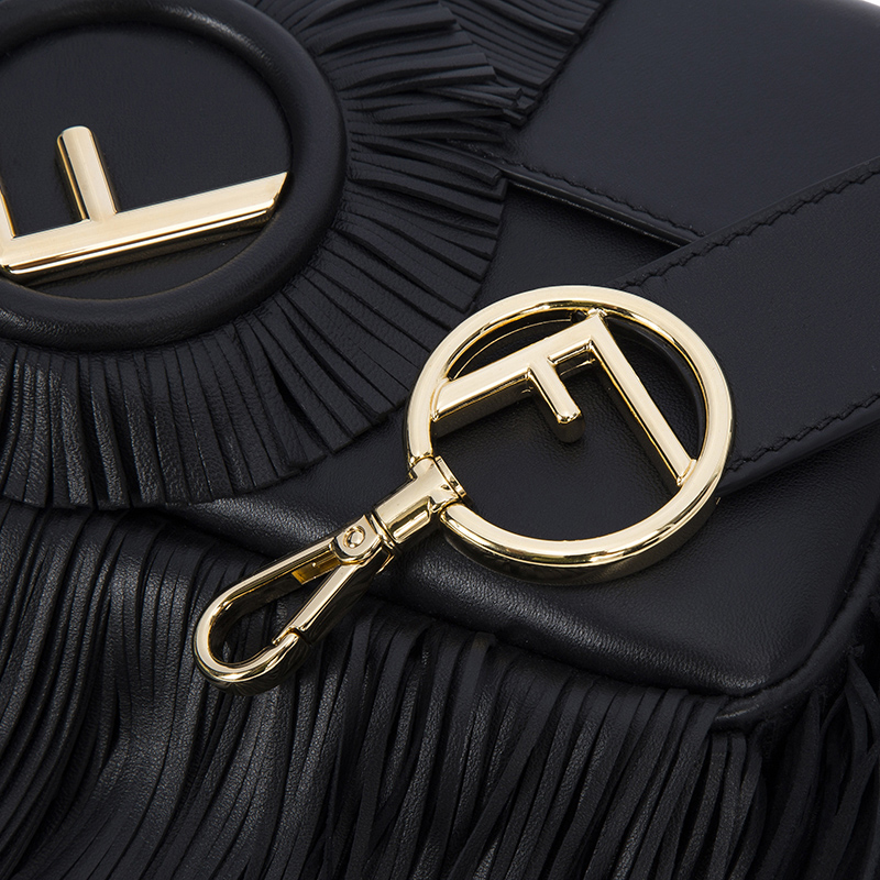 fendi 芬迪 女士黑色牛皮流苏休闲单肩包 8br600 a0q3 f0kur