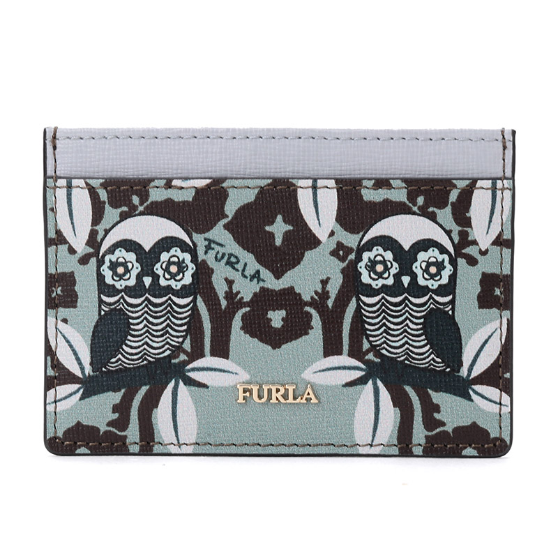 芙拉(furla) babylon 女士系列蓝色猫头鹰图案皮革卡包卡夹 922336 p