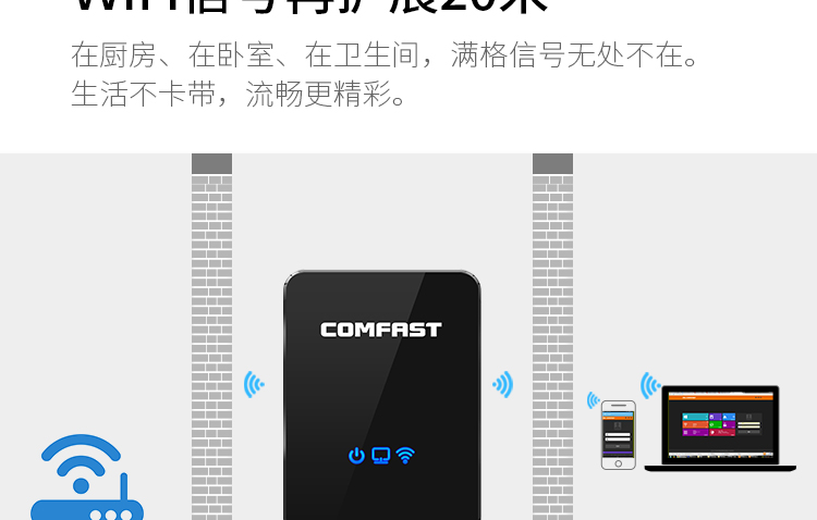 COMFAST cf-wr300n 智能无线放大器 wifi信号中继器 迷你ap路由器 300m便携ap-京东