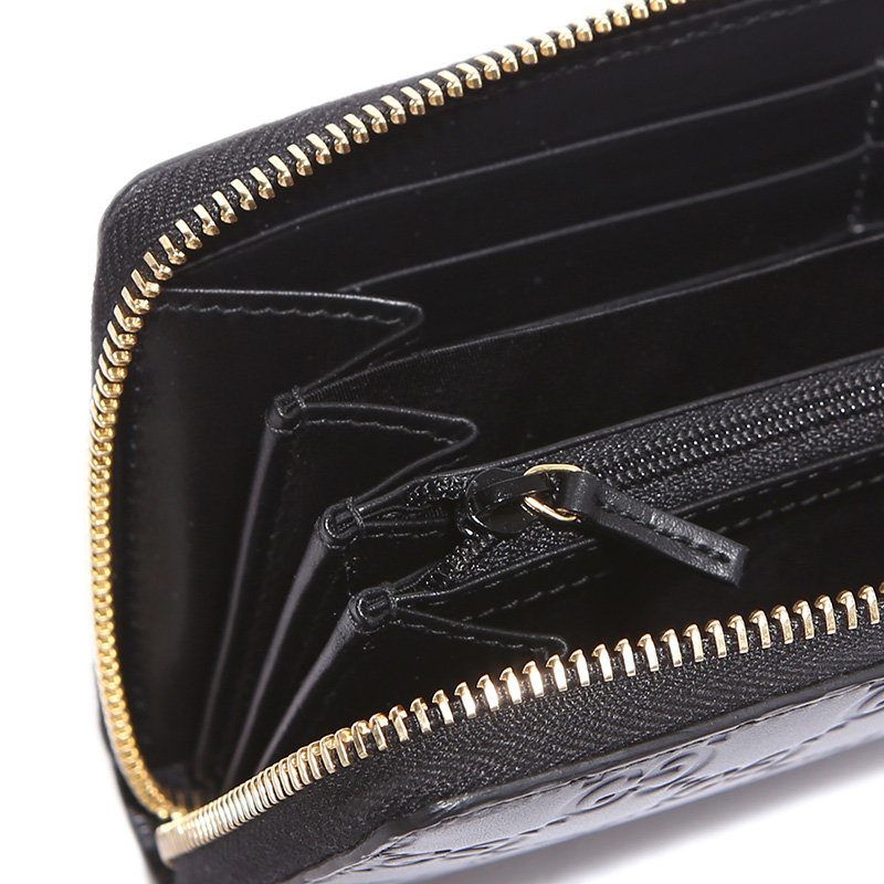 gucci 古驰 gucci钱包 黑色牛皮双g印花长款拉链女士钱包 410102 cwc