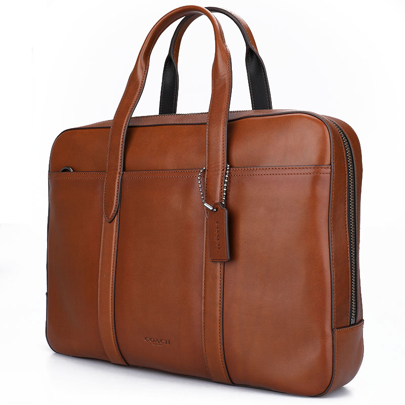 coach 蔻驰 奢侈品 男士浅棕色皮质大号手提单肩公文包 72266 qbfd2