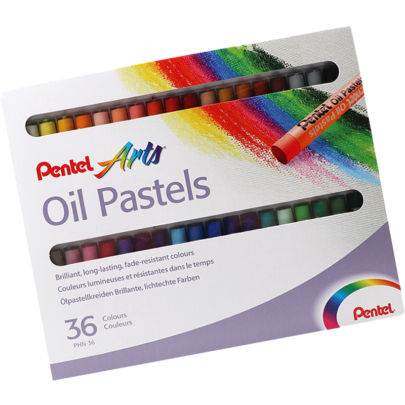 Pentel Oil Pastels, Colored Crayons, for Children And Students, Art Doodling Drawing, Washable, Less Likely to Stain Hands, PHN-36U 36 Colors/box, Art Education Tool