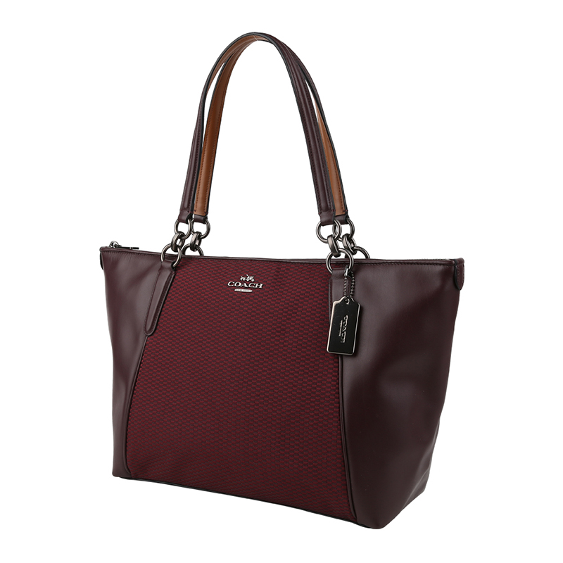 coach 蔻驰 奢侈品 女士酒红色皮革手提包 f57246 qbl7c-京东