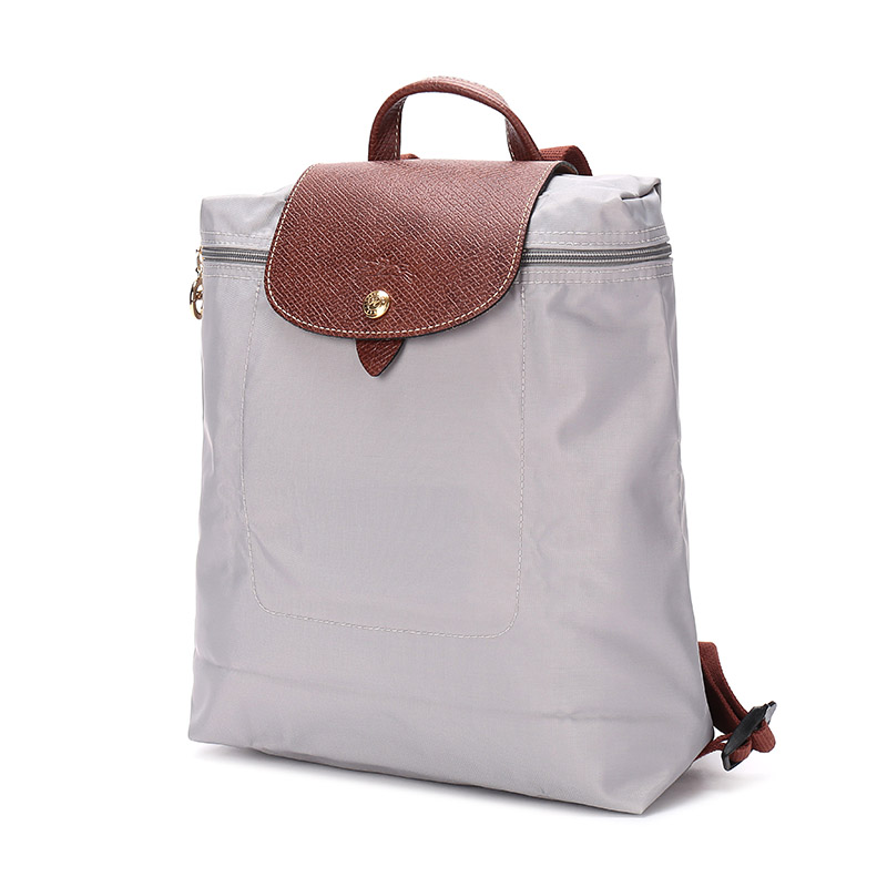 longchamp 珑骧 le pliage 女士系列浅灰褐色织物可折叠双肩包 1699