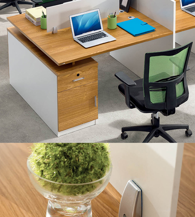 电脑桌职员办公桌四人位办公桌椅黄橡木色组合屏风工作位18b2406-京东