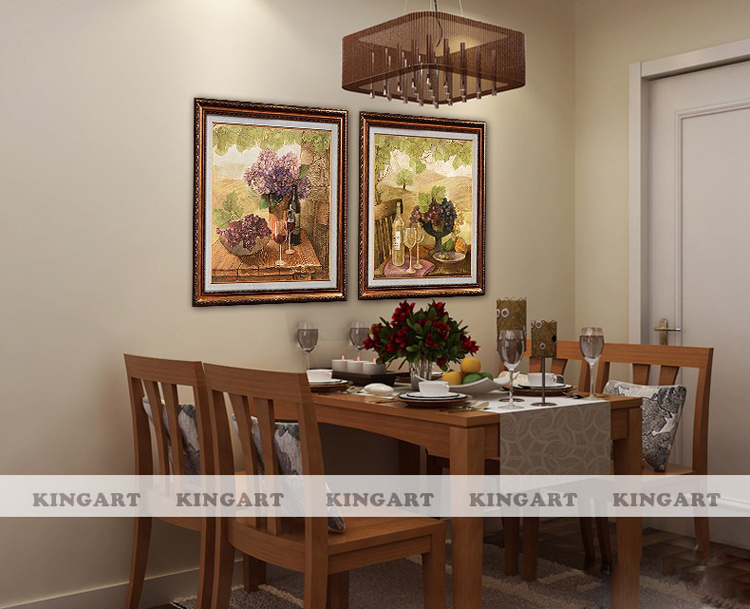 
                                                                                KINGART  欧式装饰画 美式客厅沙发背景墙画 简欧卧室床头画花卉二联画原版画芯餐厅挂画S147 花开富贵A单幅价格 50*50                