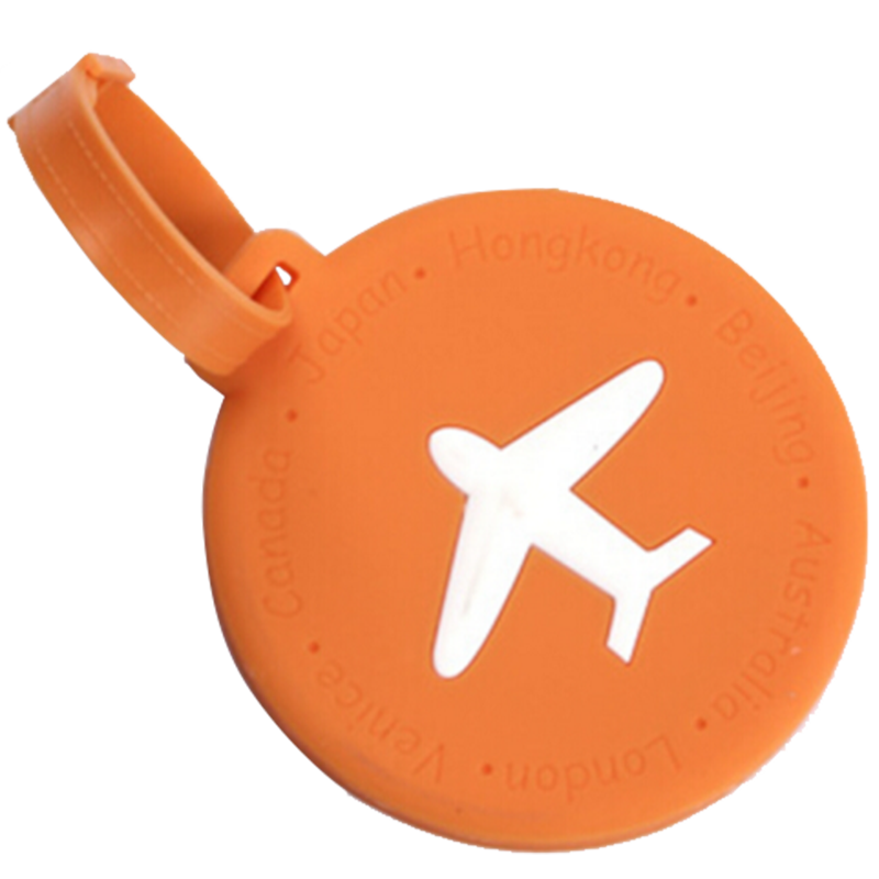 Banzheni Luggage Silicone Strap Tag, Cartoon Carry-On Tag, Luggage Identification Board for Air Travel, Includes Handwritten Information Card, Orange