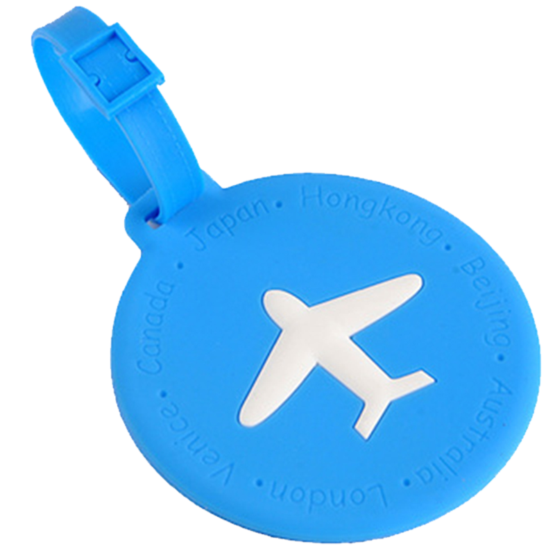 Banzheni Luggage Silicone Strap Tag, Cartoon Carry-On Hanging Tag, Luggage Boarding Identification Tag with Handwritten Information Card, Blue