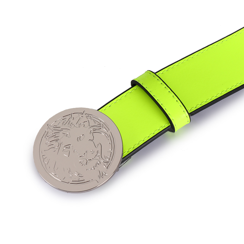 versace versus 奢侈品 18春夏新款 男士荧光绿色皮革板扣皮带腰带