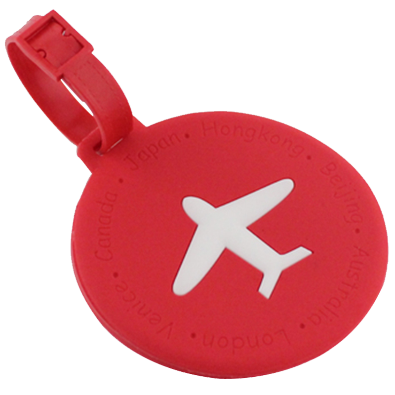 Banzheni Luggage Silicone Strap Tag, Cartoon Carry-On Hanging Tag, Luggage Boarding Identification Tag with Handwritten Information Card, Red