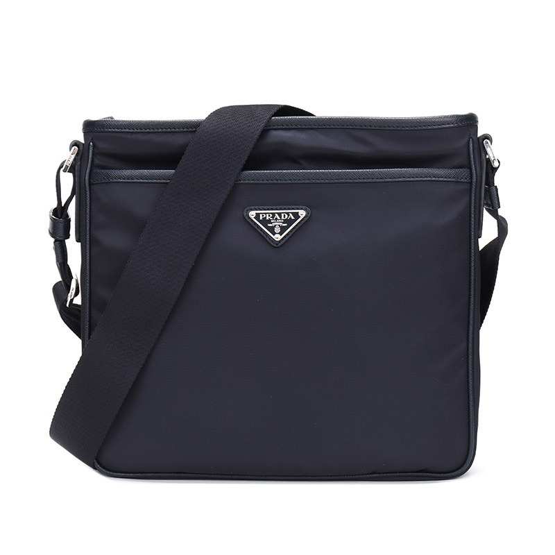 普拉达男士蓝色尼龙单肩包