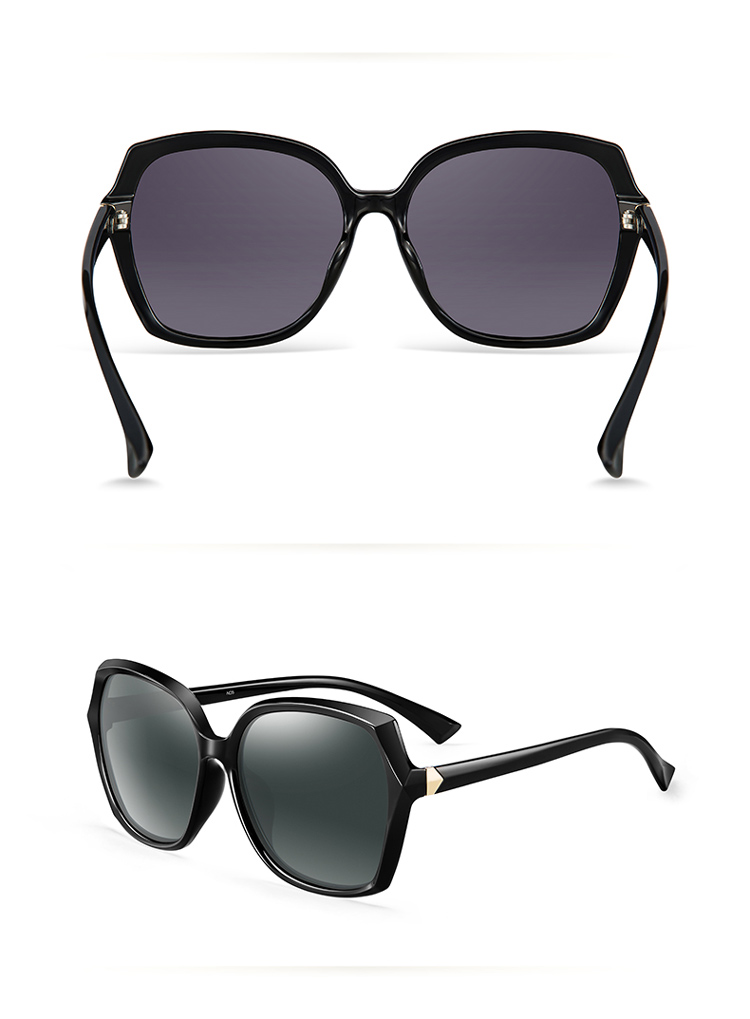 海俪恩墨镜偏光太阳镜女款 蝶形大框时尚修脸眼镜 n6631亮黑框 深灰