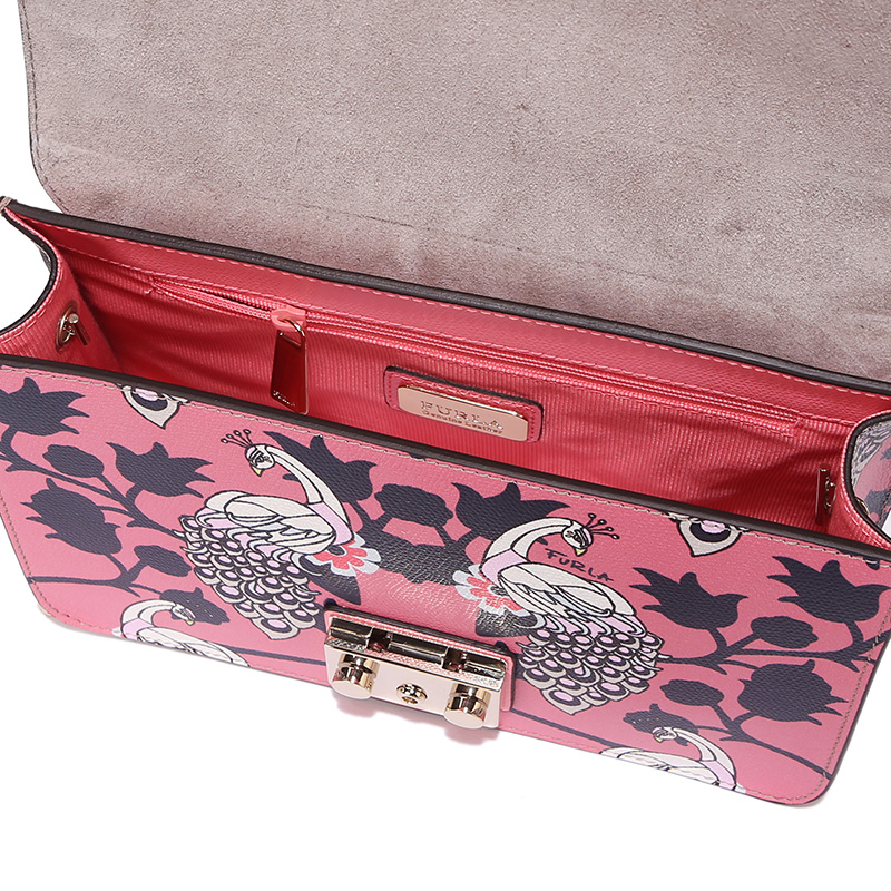 【备件库9成新】芙拉 furla metropolis 女士系列橘粉色牛皮动物印花