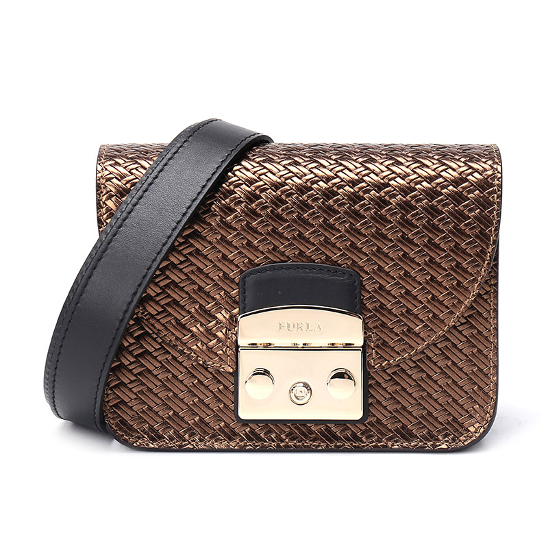 芙拉(furla) metropolis 女士系列金属色黑色拼色皮革