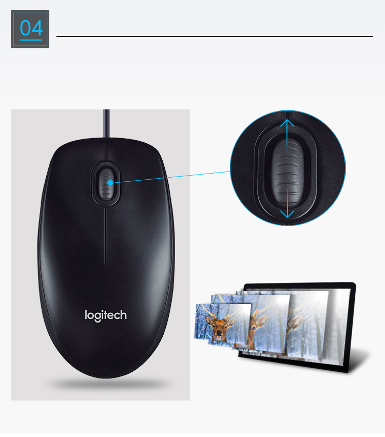 Проводная мышь Logitech M100r, белая, для офиса, симметричная, для большой руки