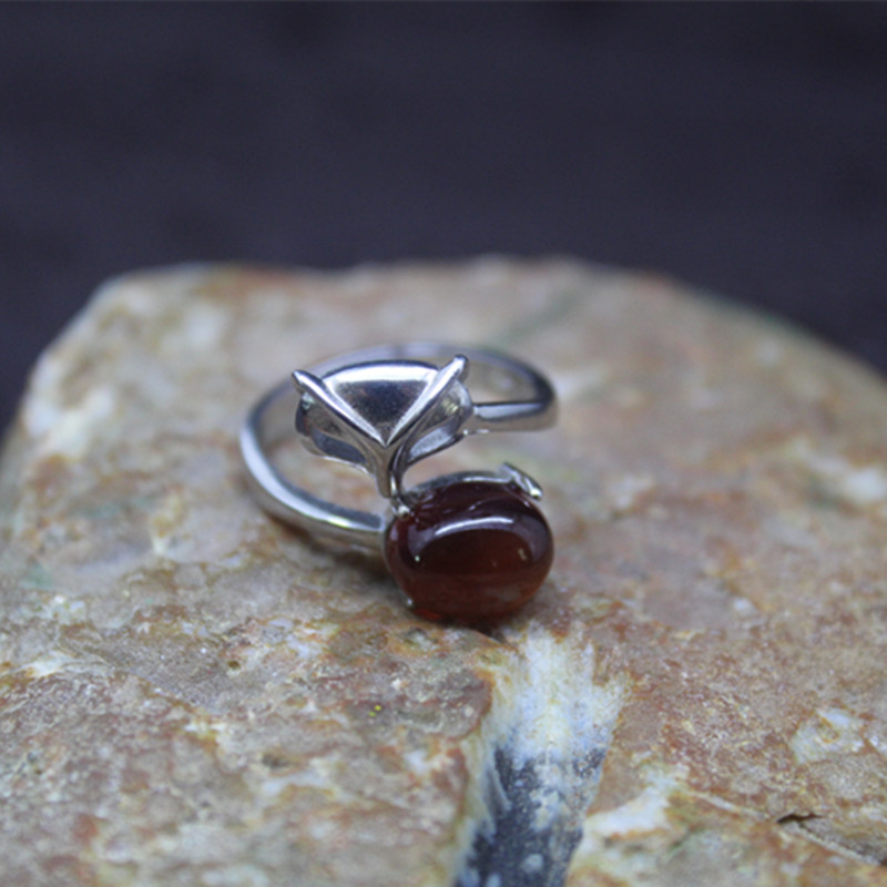 【厂家直销】 林记宝石 石榴石戒面 镶嵌s925银 活口戒指