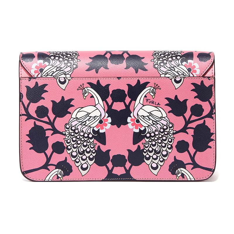 【备件库9成新】芙拉 furla metropolis 女士系列橘粉色牛皮动物印花