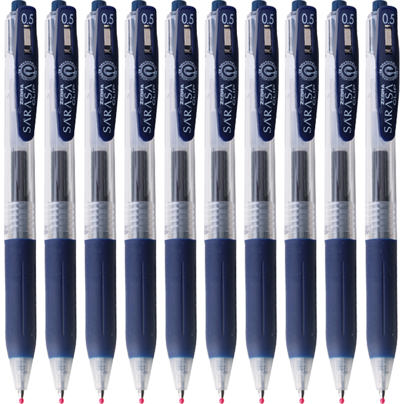 ZEBRA JJ15 Retractable Gel Pen, Signature Pen, 0.5mm Bullet Tip Gel Ink Pen, Student Colorful Journal Pen, Blue And Black, Pack of 10