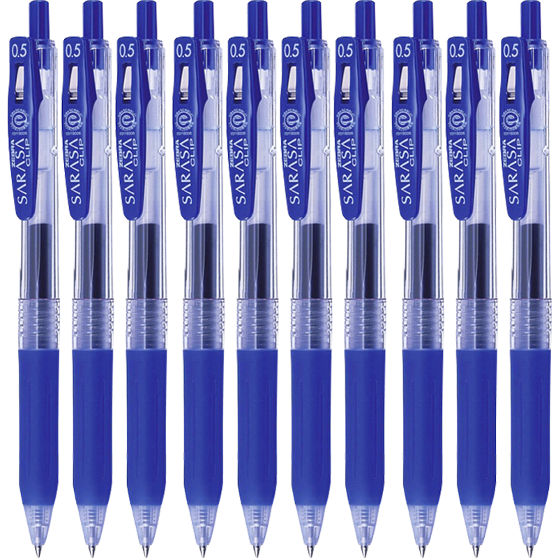 ZEBRA JJ15 Retractable Blue Gel Pen, 0.5mm, Signature Pen, Business Pen, Student Writing Practice Pen for Exams And Homework, High-Quality Aesthetic Study And Office Stationery Set, 10 Pens