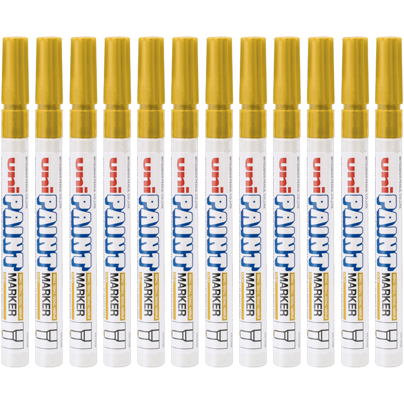 Uni Mitsubishi PX-20 Medium-Sized Paint Pen (Yellow) 2.2-2.8mm (12-Pack) (Suitable for Car Touch-Up Painting)