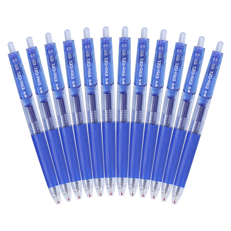 M&G Stationery E01 Retractable Gel Pen for Students 0.5mm Signature Pen Business Bullet Tip Pen Doctor Prescription Pen Office Supplies Blue 12 Pens/Box Back-To Essential