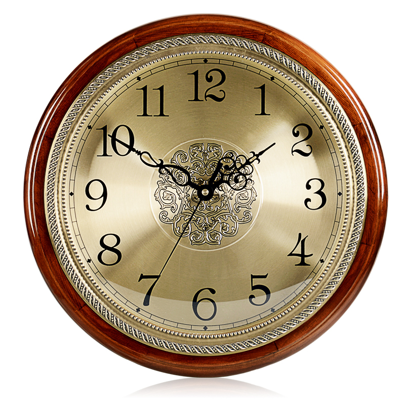 Hense Solid Wood Wall Clock, Luxurious And Elegant Living Room Timepiece, Wall-Mounted Quartz Clock for Home Use, HW38B Model, 40.5cm