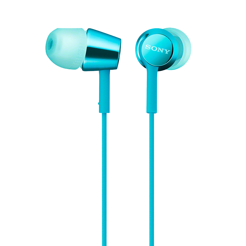 SONY MDR-EX155AP In-Ear Wired Headphones with Microphone, Stereo Sound, Line Control for Mobile Phones And Computers, Light Blue, Travel Companion, Gift