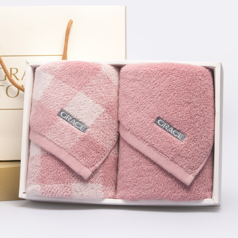 Grace Shangya Life Pure Cotton Embroidered Face Towel, Absorbent Thickened Face Cloth Towel Gift Box, Two-Pack Red Sports