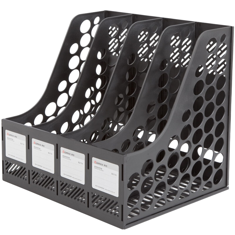 COMIX Durable Four-Tier File Organizer, Office Supplies File Holder, Document Rack, File Storage Shelf, Black EB710