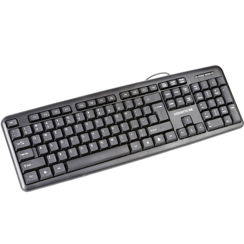 GESOBYTE K830P Keyboard Wired Office Keyboard 104 Keys Water-Resistant PS2 Round Port Desktop Computer Keyboard Black