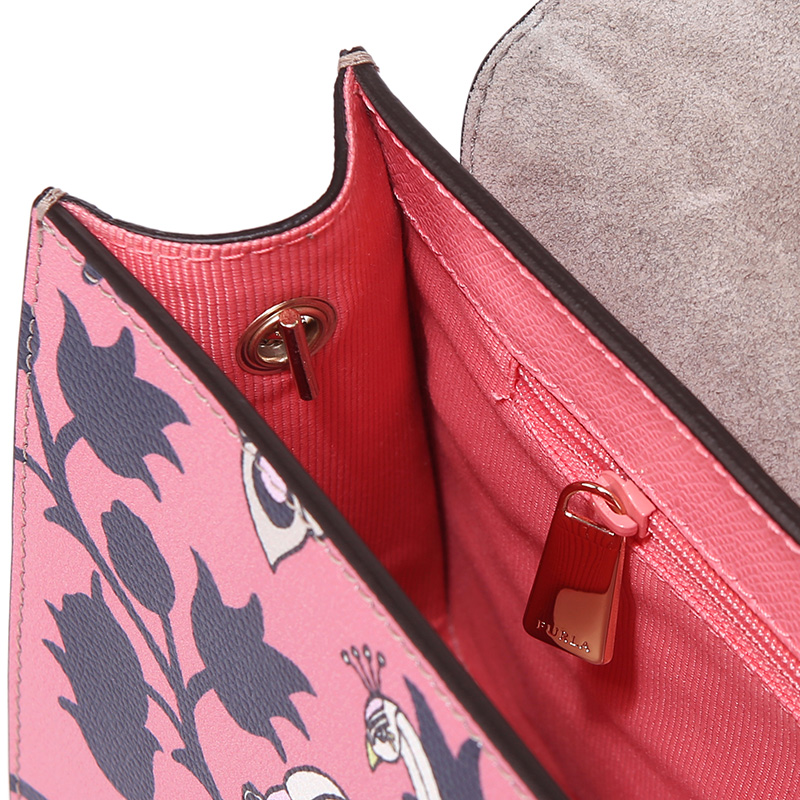 【备件库9成新】芙拉 furla metropolis 女士系列橘粉色牛皮动物印花