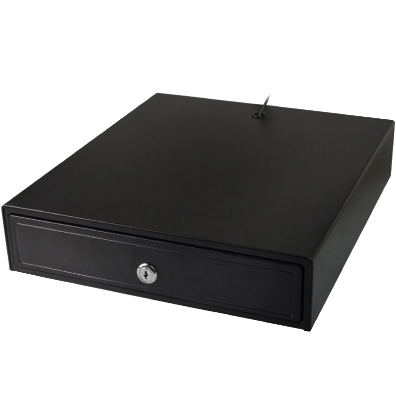 Aibao JY-335 Cash Box, Cash Register Drawer, Payment Box, Four Compartments Three Positions, Cash Register Money Box (Black), Can Be Unlocked with Key for Independent Use