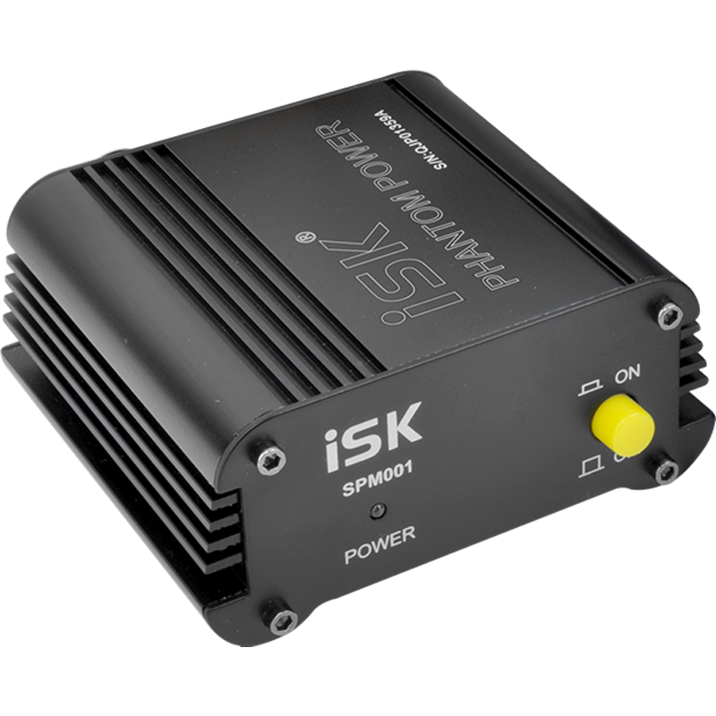 ISK 48V Phantom Power Supply SPM001, Professional 48V Capacitor Microphone Dedicated Power Supply, for Mobile Phones, Computers, Sound Cards, Singing, Live Streaming, Recording And Dubbing, 48V Capacitor Microphone Power Supply