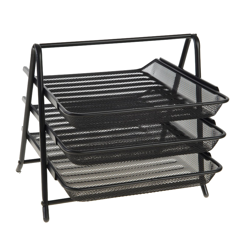 Guangbo Three-Tier Metal File Tray/Document Rack/Office Storage Multi-Layer File Organizer Desktop File Holder WZ9305