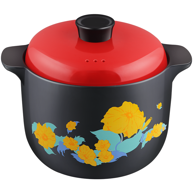 COOKER KING Ceramic Casserole Pot, 5L Deep Soup Pot, Health-Preserving Stew Pot for Cooking Soup, Frying Herbs, Making Porridge, Suitable for Gas And Open Flame Stoves