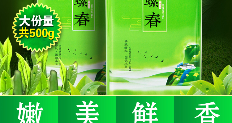茗山生态茶 碧螺春茶叶 明前洞庭春茶 500g 新绿茶 双罐...-京东