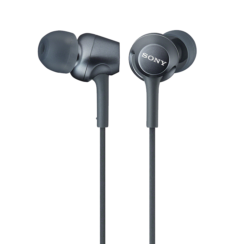 SONY MDR-EX255AP In-Ear Wired Headphones with Microphone, Stereo Sound Quality for Mobile Phone Calls, High-Quality Audio, Black, Travel Companion, Gift