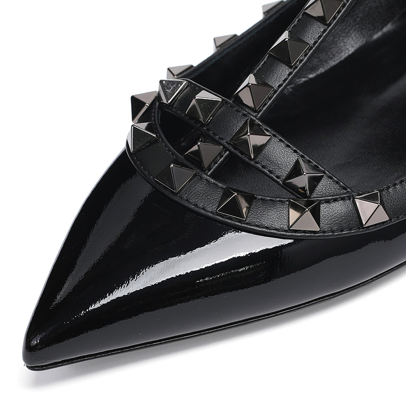valentino 华伦天奴 女士黑色漆皮铆钉芭蕾舞鞋 pw2s07/376 vbs 0no 7