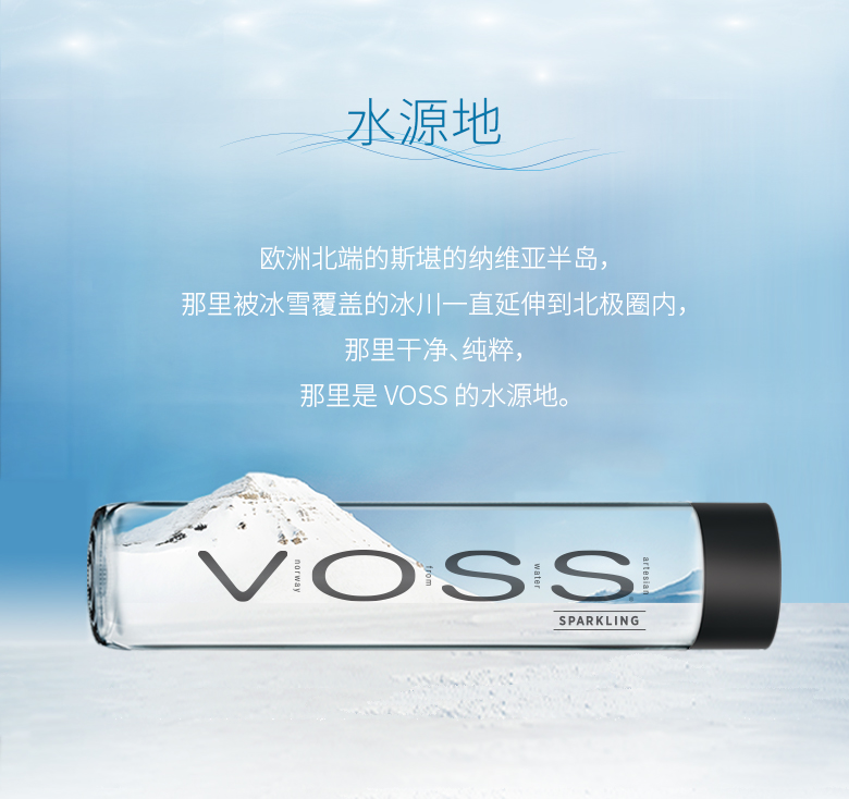 挪威原装进口芙丝voss苏打水饮料含气型375ml6瓶玻璃瓶年货送礼