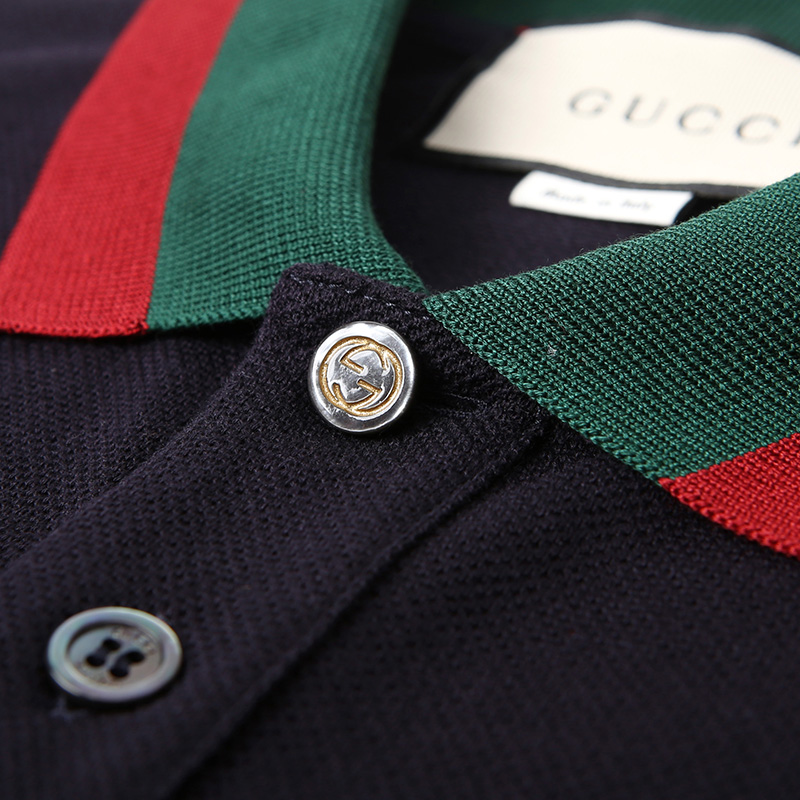 gucci 古驰 男士藏蓝色混纺时尚休闲polo衫 408321 x7331 4060 s