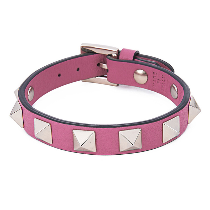 valentino 华伦天奴 女士粉色牛皮铆钉腕带 pw2j0255 vit 0ho