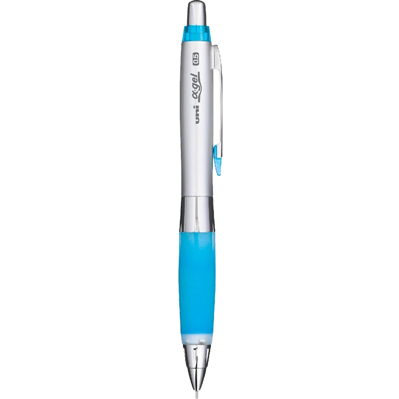 Uni Mitsubishi Automatic Lead Soft Rubber Pencil with Swing-Out Core, Student Writing Pencil M5-617GG, 0.5mm Silver Shaft Blue, 1 Piece