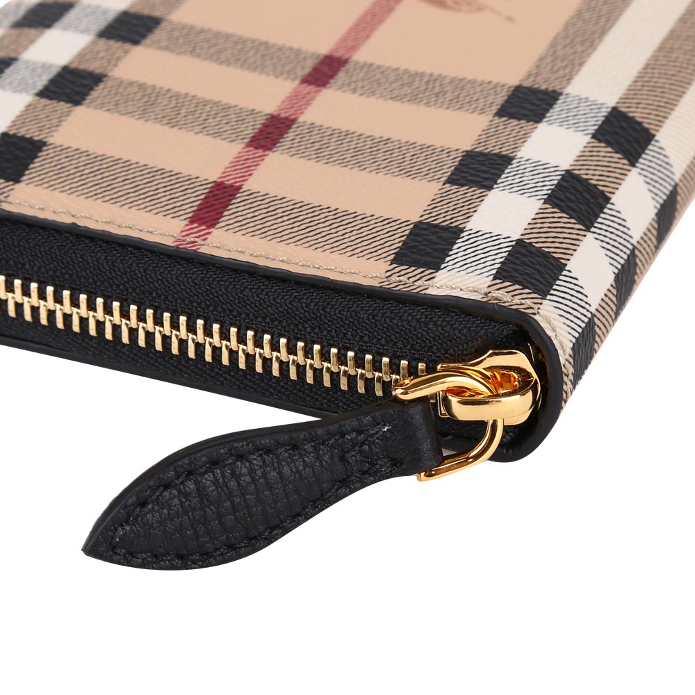 巴宝莉(burberry)男士 黑色/格纹pvc配皮质长款钱包/手拿包 40652391