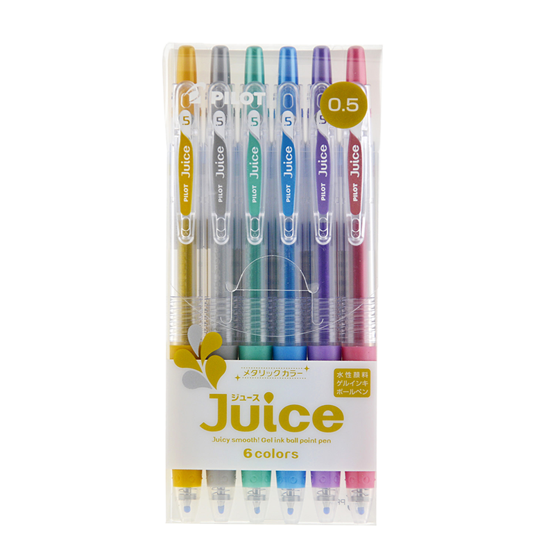 PILOT JUICE Gel Pen, Colorful Neutral Pen, 0.5mm Signature Pen, Retractable Pen, Stationery Set, Planner, Aesthetic Design, Metal Color Set LJU-60EF