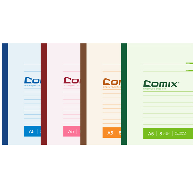 COMIX 6-Pack, A5 Size, 80 Sheets, Wirebound Soft Cover Notebook, Office Journal, Homework Book, Student Back-To Stationery, Diary C4506