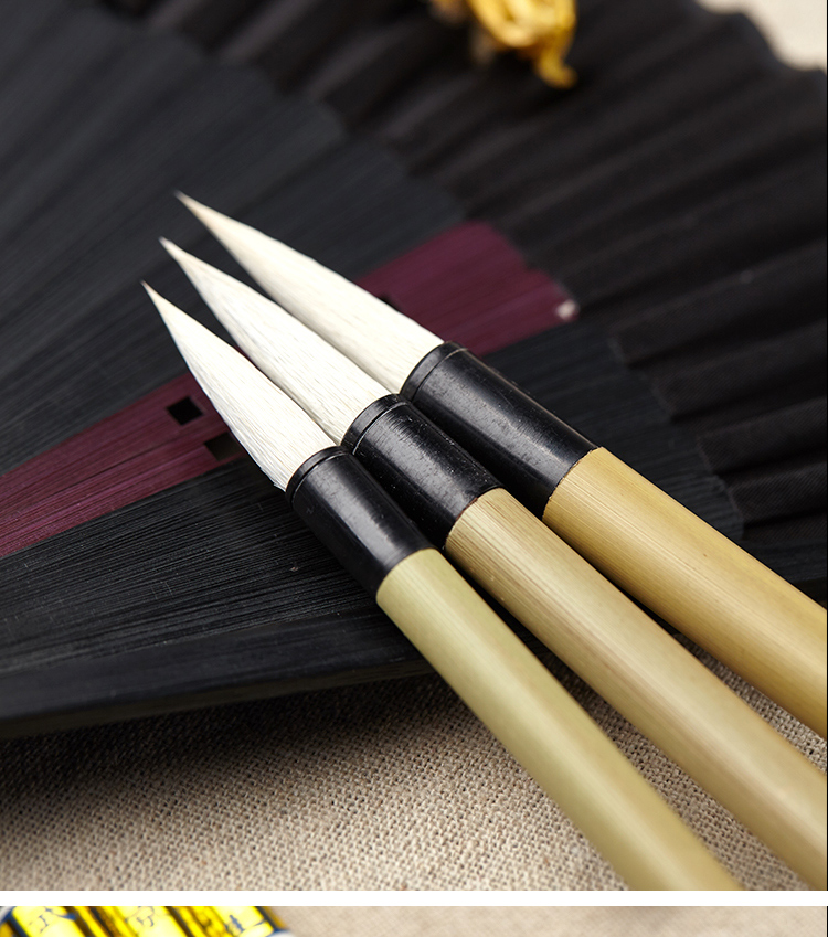 荣宝斋 毛笔 传统白云兼毫毛笔套装 大中小号三支装-京东