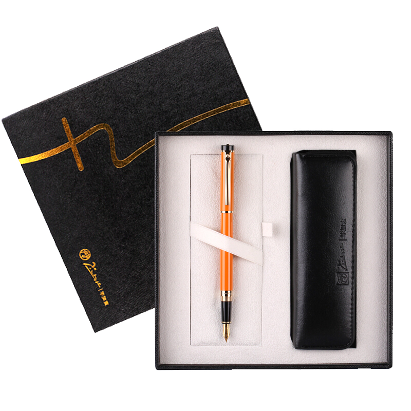 Pimio Fountain Pen Gift Box Set, Signature Pen, Pen Case Kit for Business Office Gift-Giving, Birthday Present for Men And Women, Student Handwriting Practice, Adult Gift Pen 5510 Orange Yellow