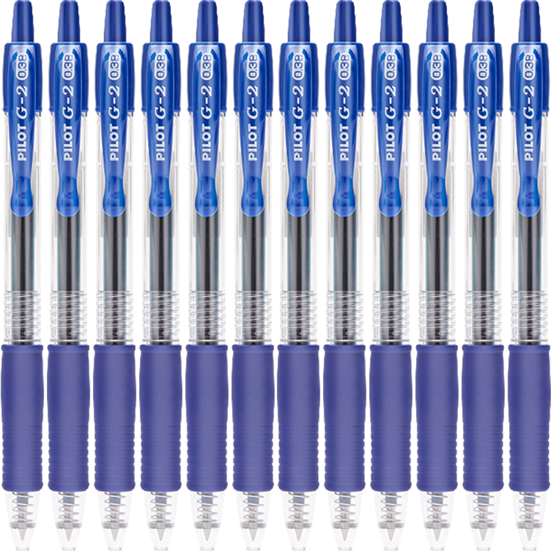 PILOT Retractable G2 Gel Pen, Bullet Tip, Rollerball Pen, Exam Pen for Practice And Tests, Office Stationery Set BL-G2 Blue 0.38mm 12-Pack